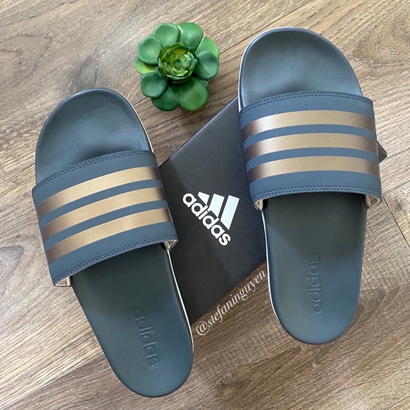 adidas metallic slides